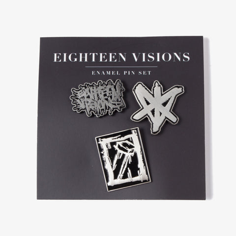 Eighteen Visions - Enamel Pin Set | Merch Connection - Metal, hardcore, punk, pop punk, rock, indie, and alternative band merchandise
